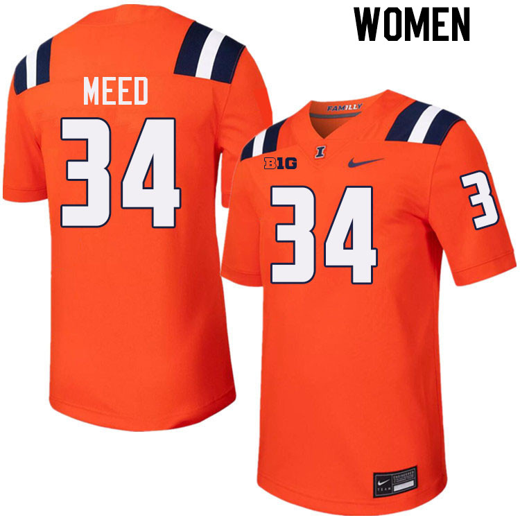 Women #34 Ryan Meed Illinois Fighting Illini College Football Jerseys Stitched-Orange